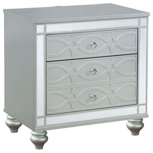 Gunnison 2-drawer Nightstand Silver Metallic - Walo Furniture 