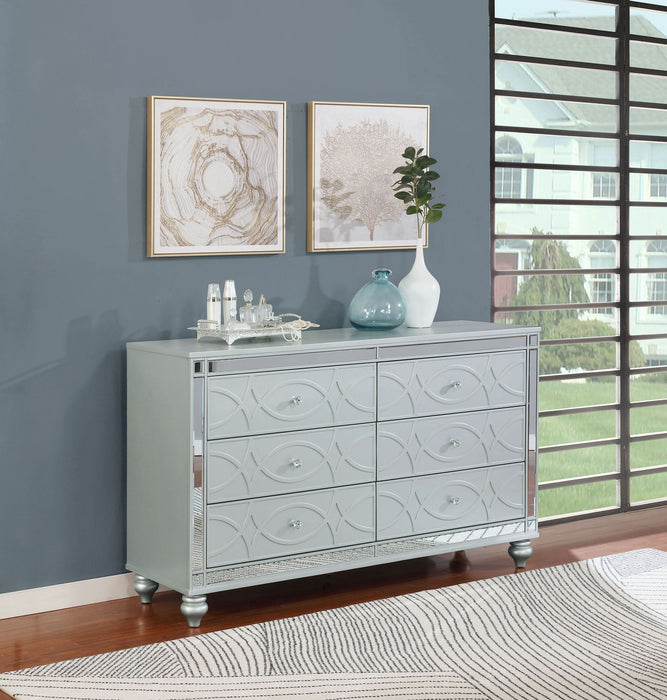 Gunnison 6-drawer Dresser Silver Metallic - Walo Furniture 