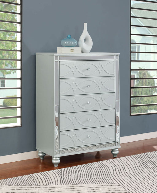 Gunnison 5-drawer Bedroom Chest Silver Metallic - Walo Furniture 