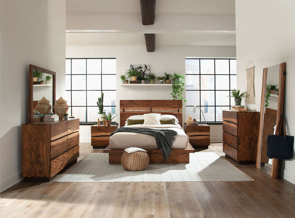 Winslow Wood California King Panel Bed Smokey Walnut - Walo Furniture 