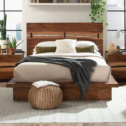 Winslow Wood Queen Panel Bed Smokey Walnut and Coffee Bean - Walo Furniture 