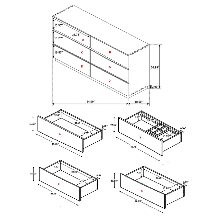 Winslow 6-drawer Dresser Smokey Walnut - Walo Furniture 