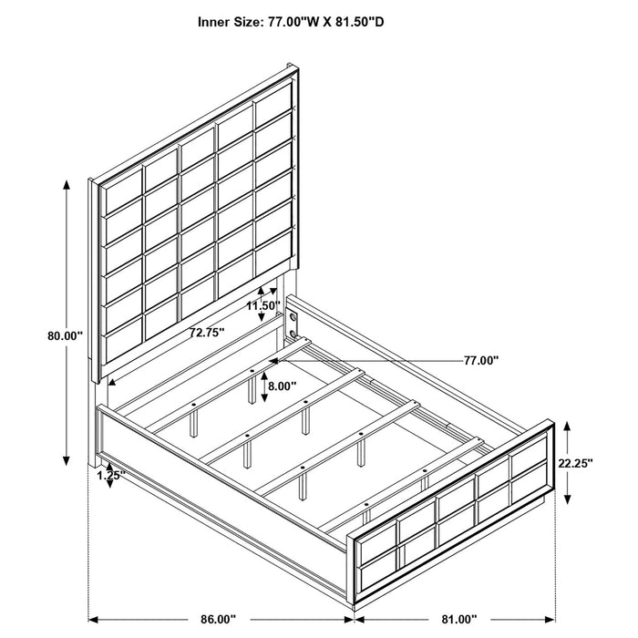 Durango 77-inch Eastern King Panel Bed Smoked Peppercorn - Walo Furniture 