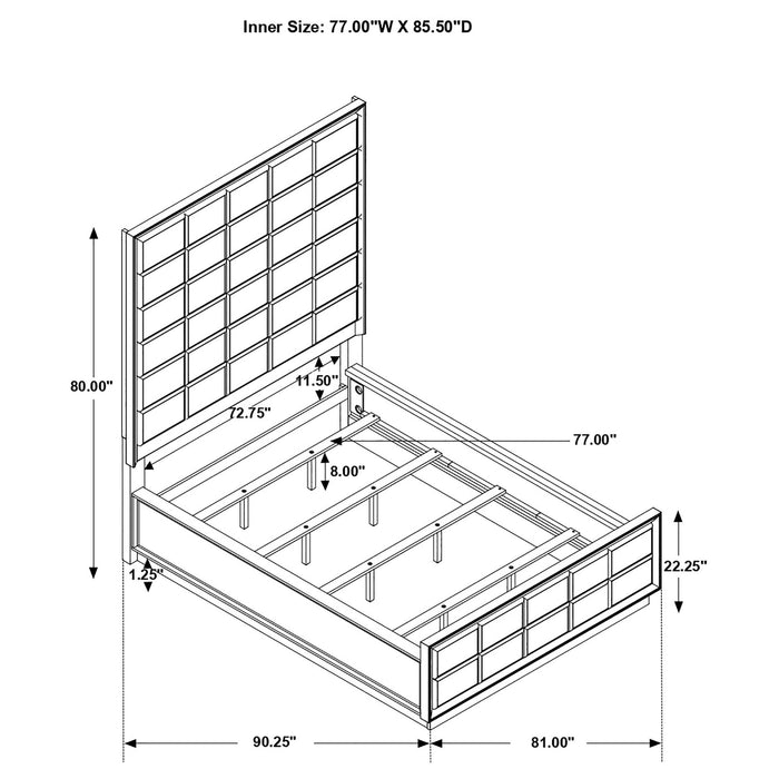 Durango 77-inch California King Panel Bed Smoked Peppercorn - Walo Furniture 