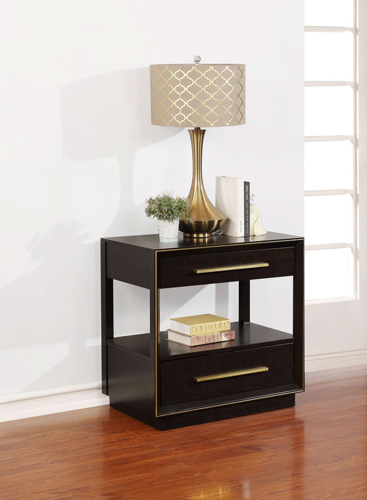 Durango 2-drawer Nightstand Smoked Peppercorn - Walo Furniture 