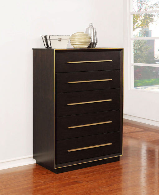 Durango 5-drawer Bedroom Chest Smoked Peppercorn - Walo Furniture 