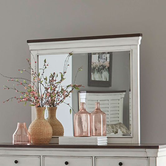 Hillcrest Dresser Mirror Distressed White - Walo Furniture 