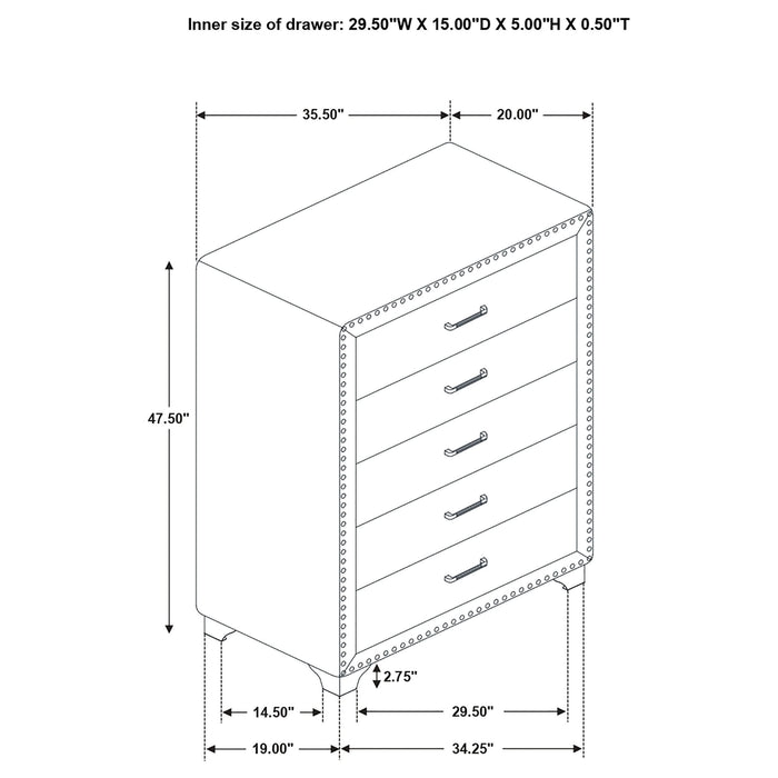 Melody 5-drawer Bedroom Chest Grey