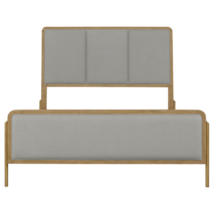 Arini Upholstered Eastern King Panel Bed Sand Wash and Grey