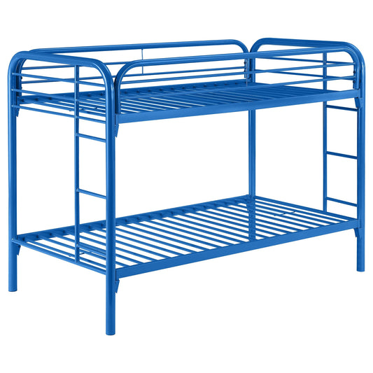 Morgan Metal Twin Over Twin Bunk Bed Blue - Walo Furniture 