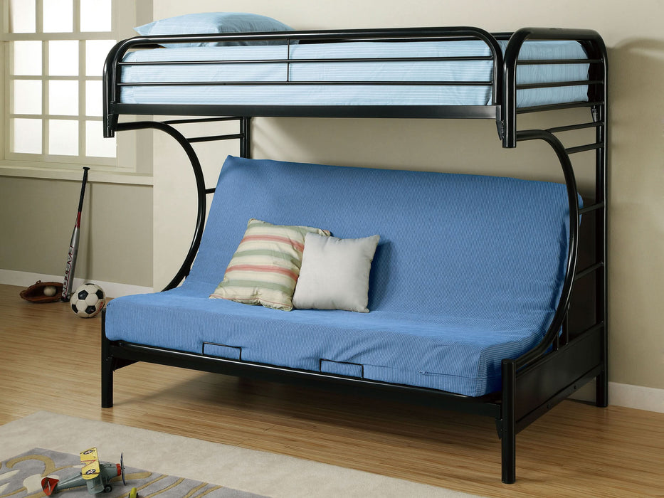 Montgomery Metal Twin Over Futon Bunk Bed Black - Walo Furniture 