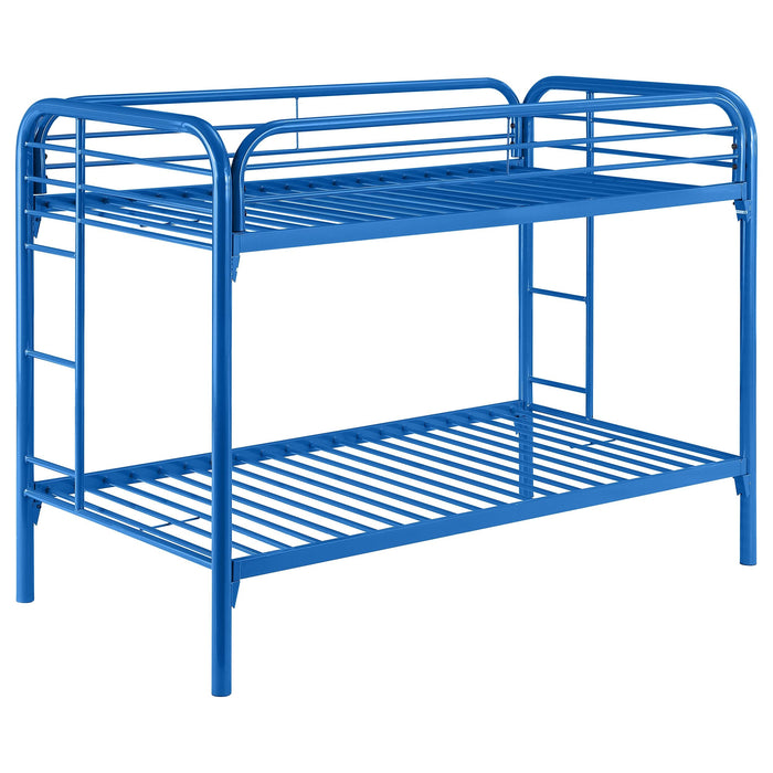 Morgan Metal Twin Over Twin Bunk Bed Blue - Walo Furniture 