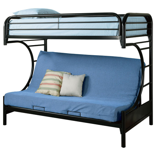 Montgomery Metal Twin Over Futon Bunk Bed Black - Walo Furniture 