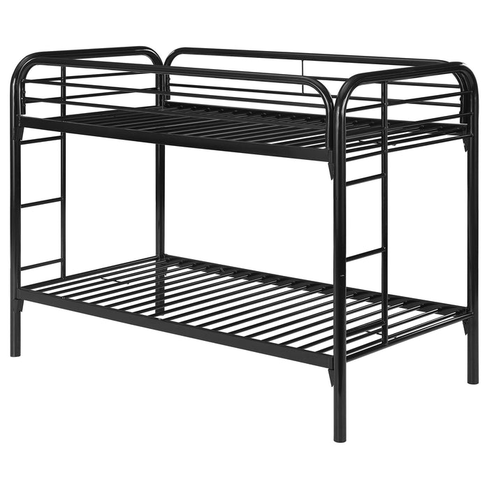 Morgan Metal Twin Over Twin Bunk Bed Black - Walo Furniture 