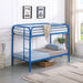 Morgan Metal Twin Over Twin Bunk Bed Blue - Walo Furniture 