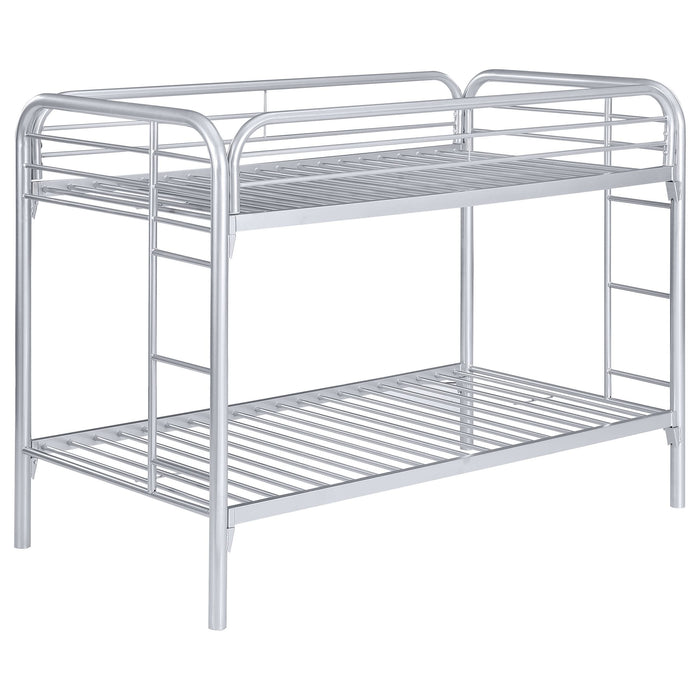 Morgan Metal Twin Over Twin Bunk Bed Silver - Walo Furniture 