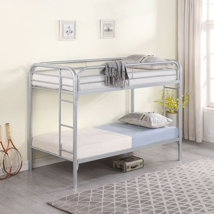 Morgan Metal Twin Over Twin Bunk Bed Silver - Walo Furniture 