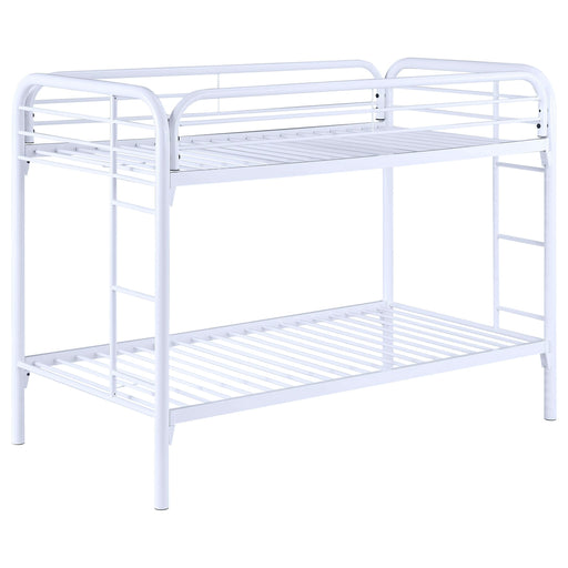 Morgan Metal Twin Over Twin Bunk Bed White - Walo Furniture 