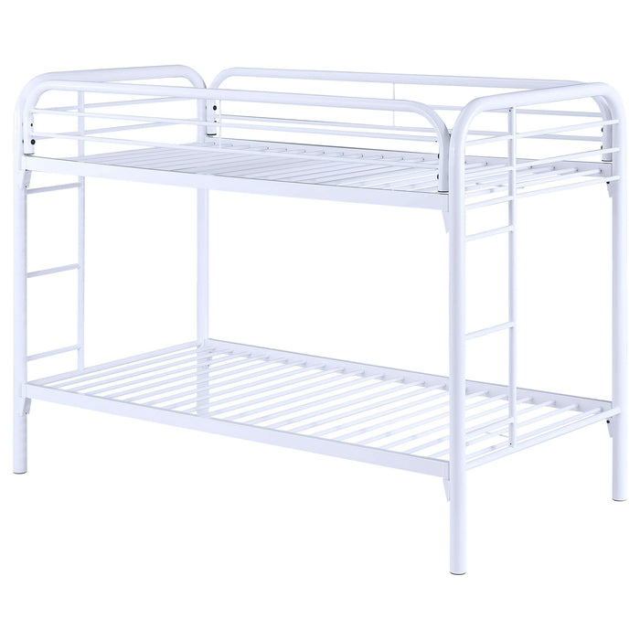 Morgan Metal Twin Over Twin Bunk Bed White - Walo Furniture 