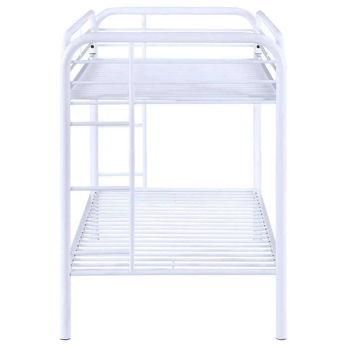 Morgan Metal Twin Over Twin Bunk Bed White - Walo Furniture 