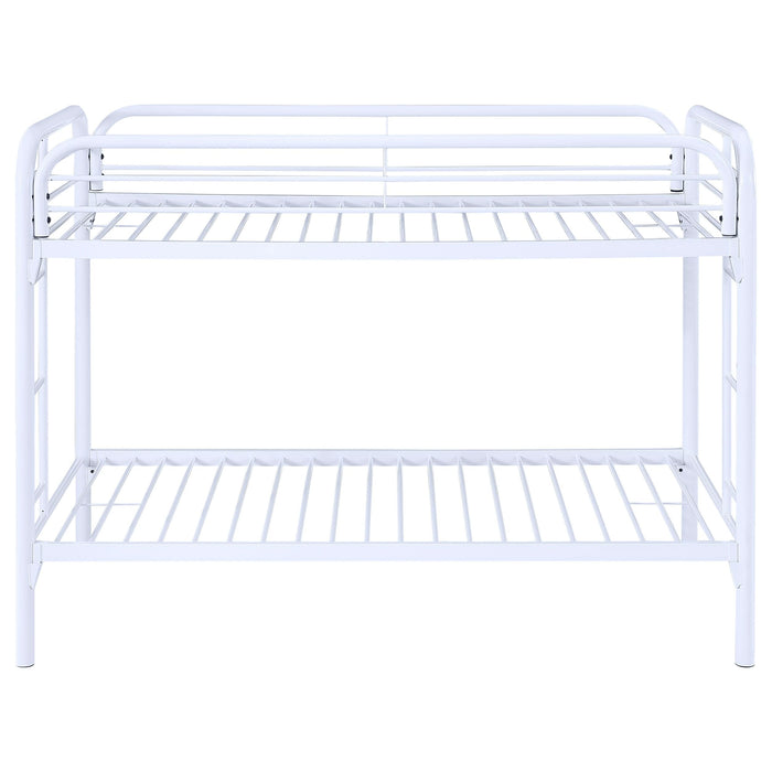 Morgan Metal Twin Over Twin Bunk Bed White - Walo Furniture 