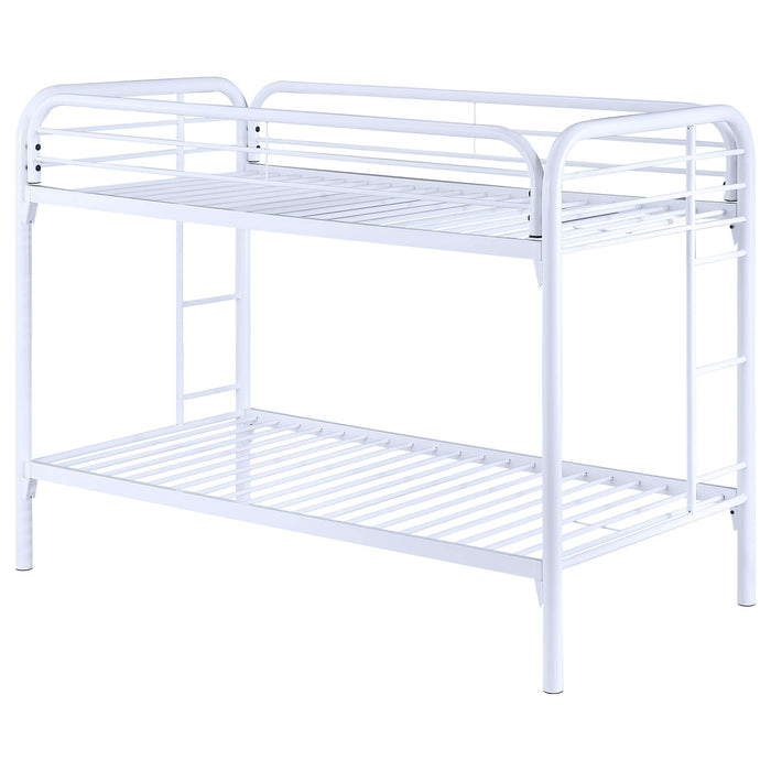 Morgan Metal Twin Over Twin Bunk Bed White - Walo Furniture 