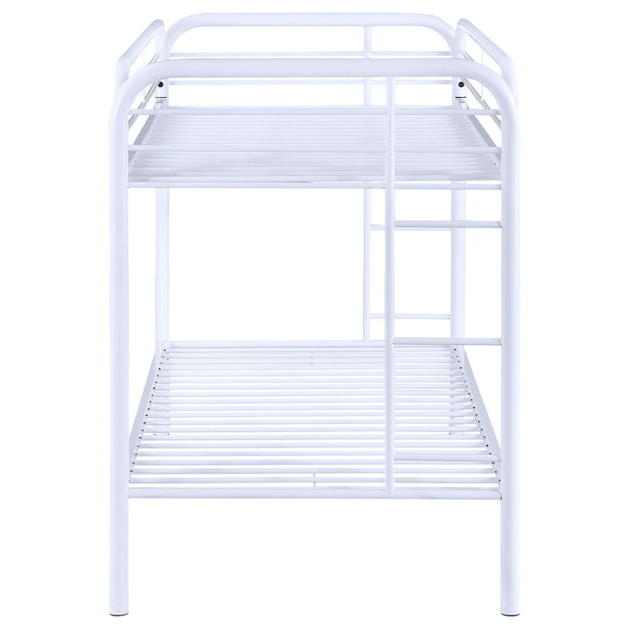 Morgan Metal Twin Over Twin Bunk Bed White - Walo Furniture 