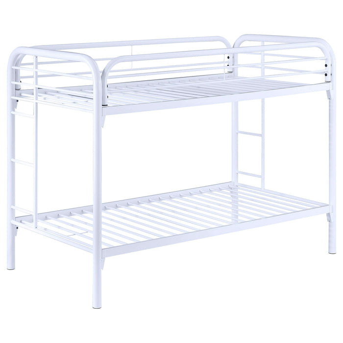 Morgan Metal Twin Over Twin Bunk Bed White - Walo Furniture 