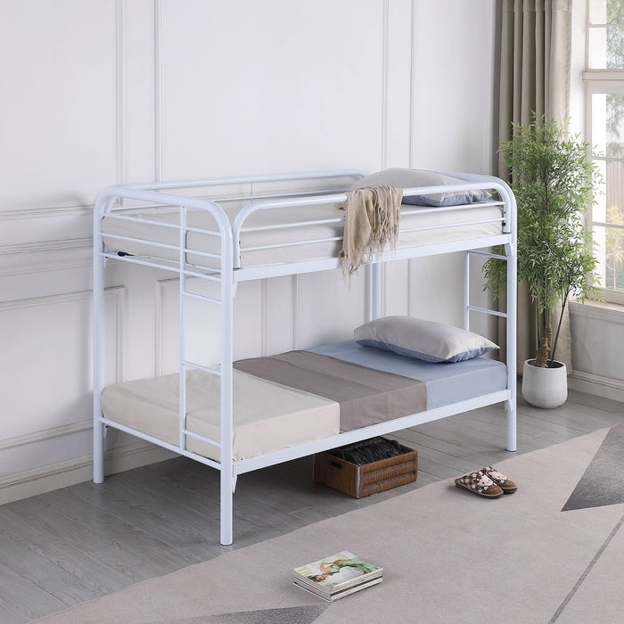 Morgan Metal Twin Over Twin Bunk Bed White - Walo Furniture 