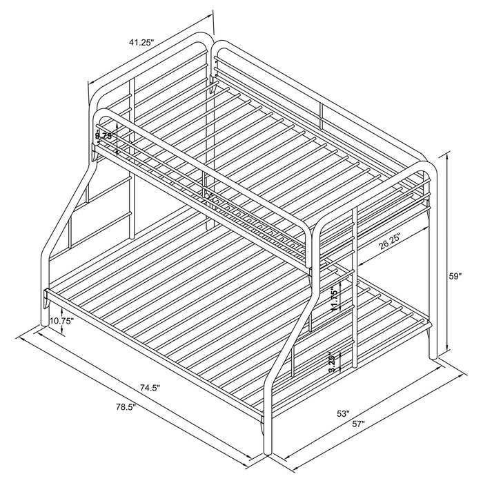 Morgan Metal Twin Over Full Bunk Bed Black - Walo Furniture 