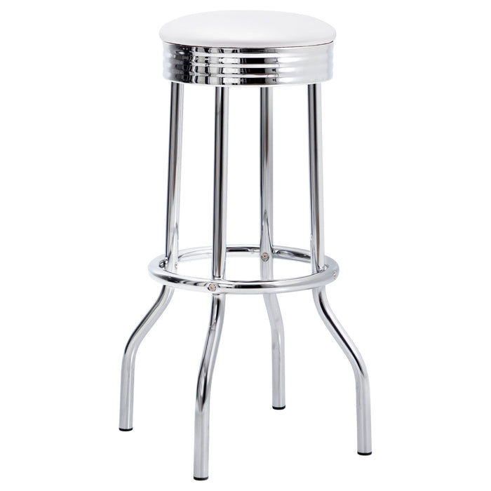 Retro Upholstered Metal Swivel Bar Stool White (Set of 2) - Walo Furniture 