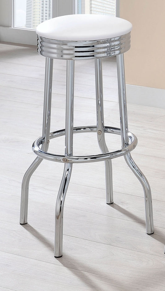 Retro Upholstered Metal Swivel Bar Stool White (Set of 2) - Walo Furniture 