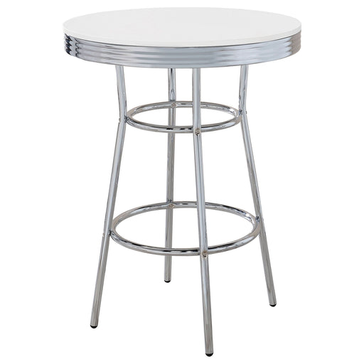 Retro Round 30-inch 1950's Bistro Pub Height Bar Table White - Walo Furniture 