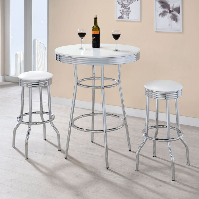 Retro Upholstered Metal Swivel Bar Stool White (Set of 2) - Walo Furniture 