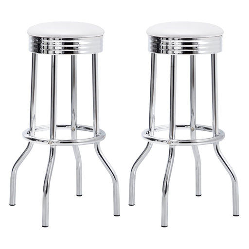 Retro Upholstered Metal Swivel Bar Stool White (Set of 2) - Walo Furniture 