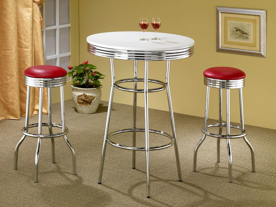 Retro Upholstered Metal Swivel Bar Stool Red (Set of 2) - Walo Furniture 