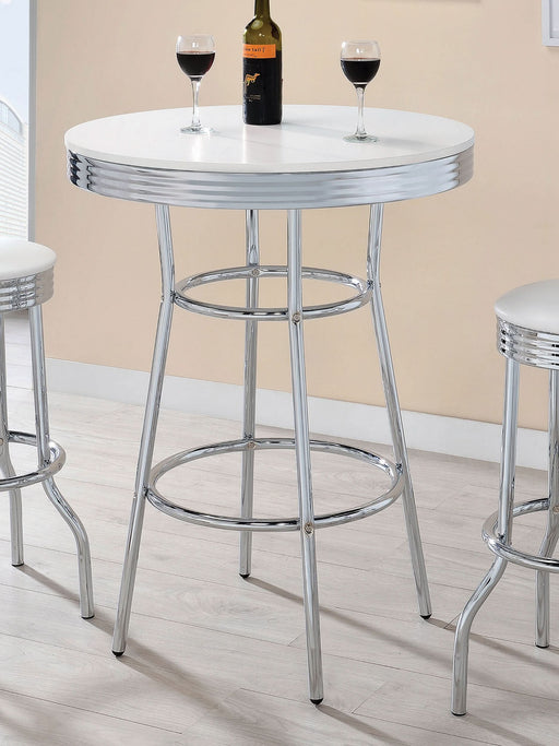 Retro Round 30-inch 1950's Bistro Pub Height Bar Table White - Walo Furniture 