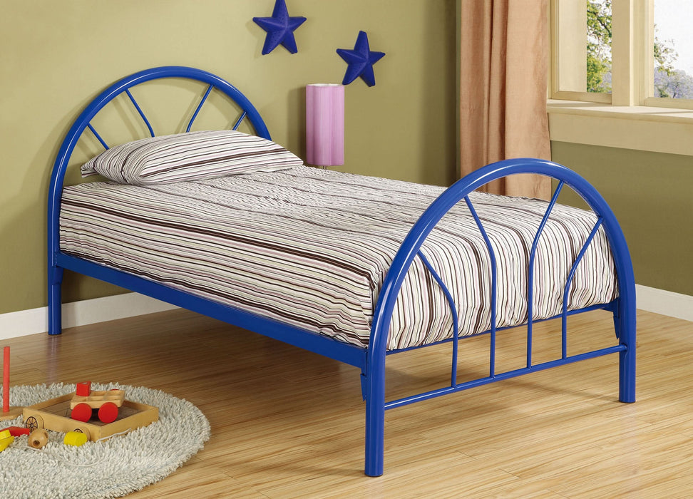 Marjorie Metal Twin Open Frame Bed Blue - Walo Furniture 