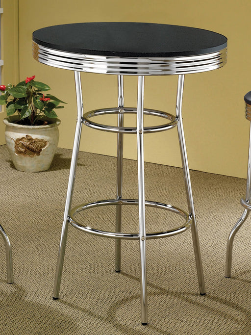 Retro Round 30-inch 1950's Bistro Pub Height Bar Table Black - Walo Furniture 