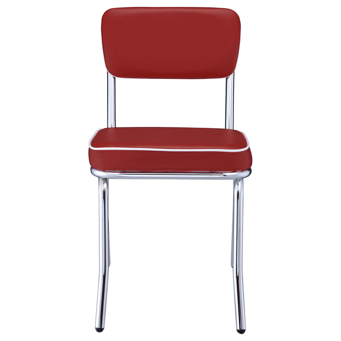 Retro Upholstered Dining Side Chair Red (Set of 2) - Walo Furniture 