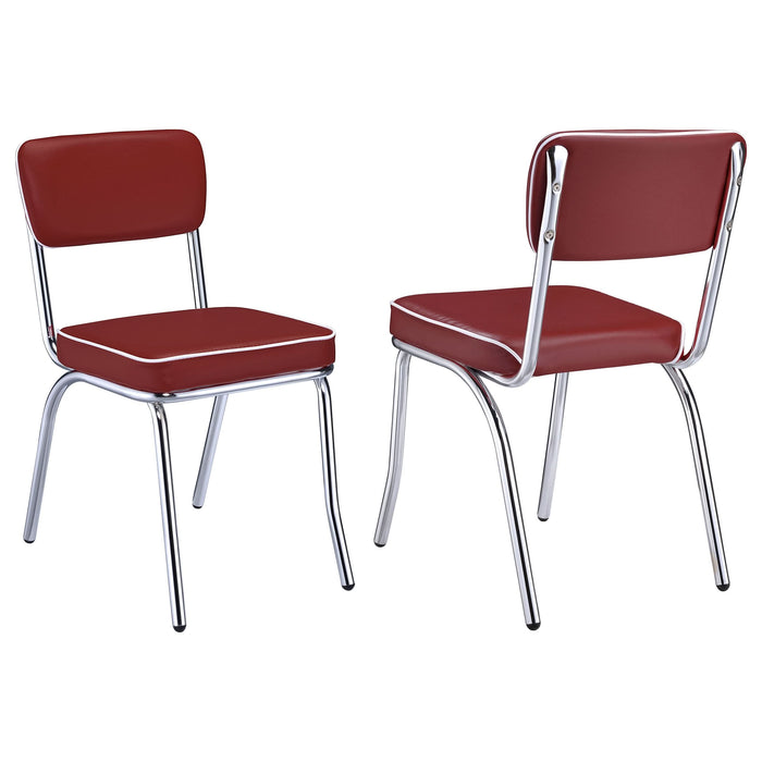 Retro Upholstered Dining Side Chair Red (Set of 2) - Walo Furniture 