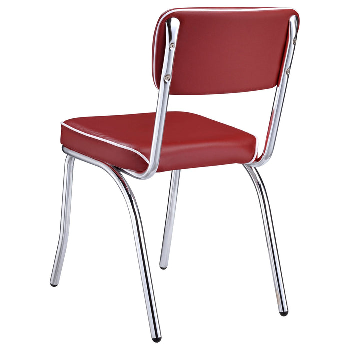 Retro Upholstered Dining Side Chair Red (Set of 2) - Walo Furniture 