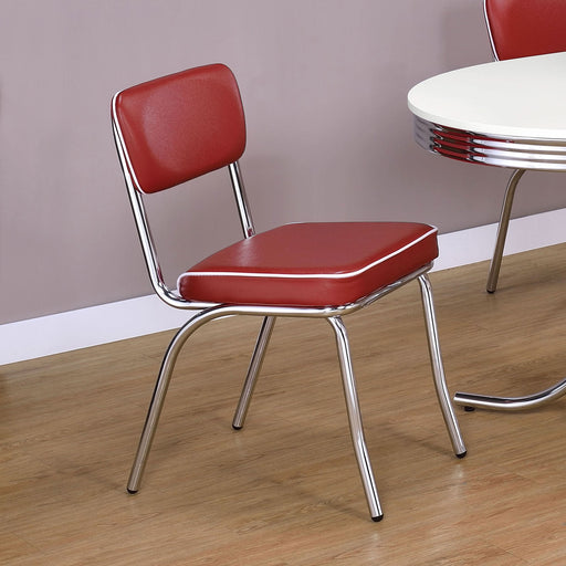 Retro Upholstered Dining Side Chair Red (Set of 2) - Walo Furniture 