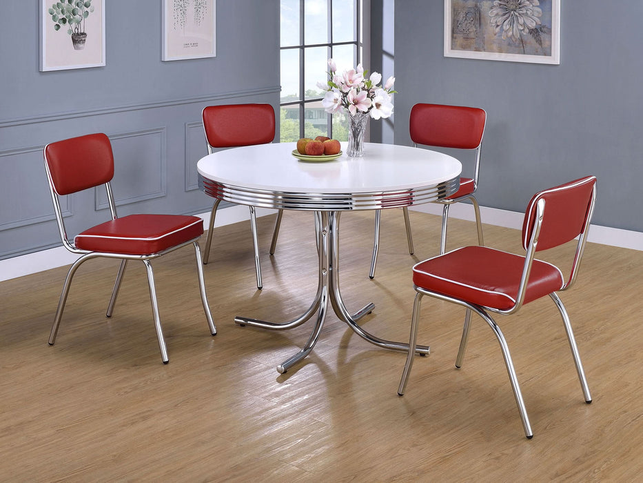 Retro Upholstered Dining Side Chair Red (Set of 2) - Walo Furniture 