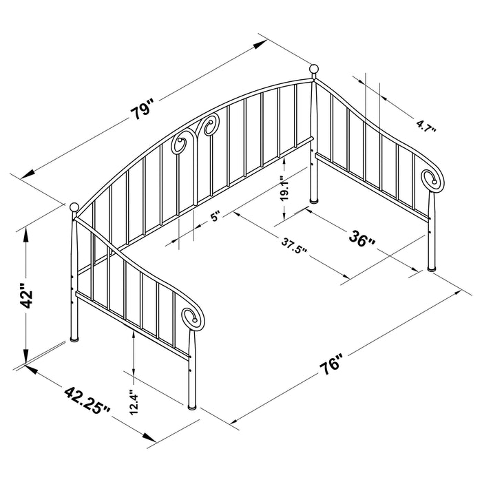 Grover Metal Twin Daybed Black - Walo Furniture 