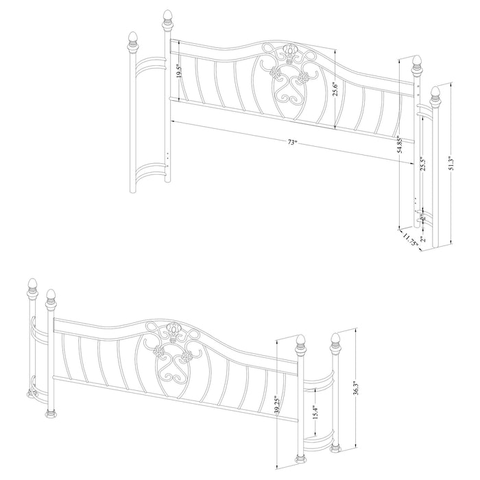 Sydney Eastern King Headboard and Footboard Brushed Gold - Walo Furniture 