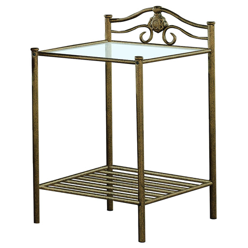 Sydney Metal 2-shelf Nightstand Antique Brushed Gold - Walo Furniture 