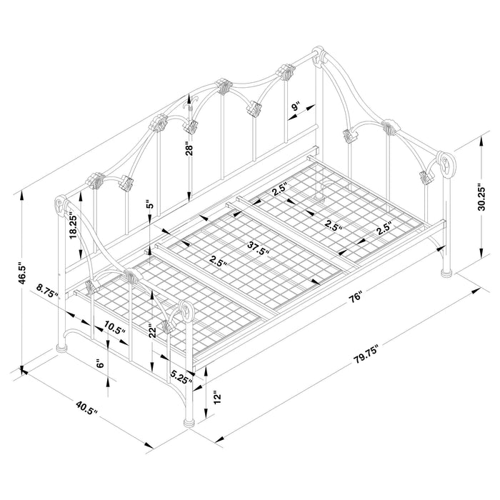 Halladay Metal Twin Daybed White - Walo Furniture 