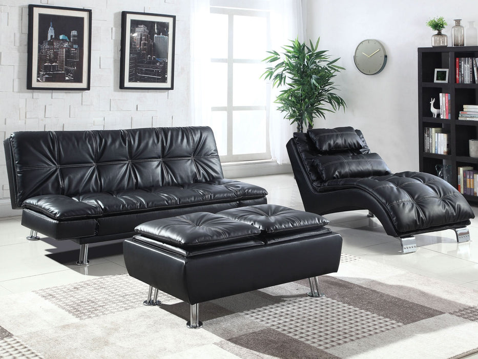 Dilleston Upholstered Tufted Convertible Sofa Bed Black - Walo Furniture 