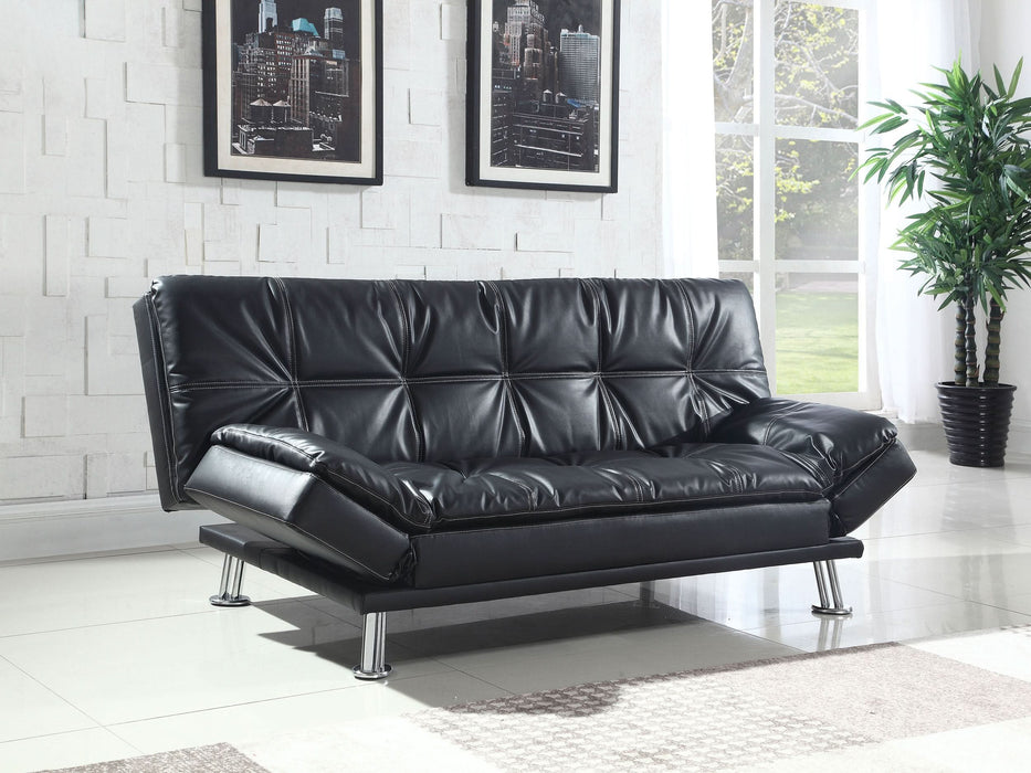 Dilleston Upholstered Tufted Convertible Sofa Bed Black - Walo Furniture 